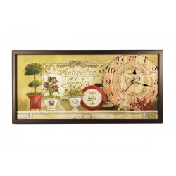 Часы на холсте Antiquites du jardin  в деревянной раме 